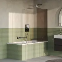 Brauer oblivion badwand 80x140 brons glas incl. Glascoating pvd rvs-kleurig geborsteld