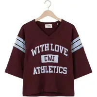 Catwalk junkie Dames Tops & T-shirts Sporty Graphic Short Sleeve Sweater - Bordeaux - Maat 40