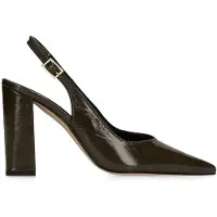 Manfield Donkergroene leren slingbacks | Maat 40