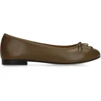 Manfield Donkergroene leren ballerina's | Maat 40