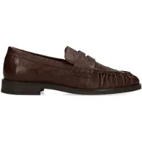 Manfield Bruine leren loafers met struisvogeldetails | Maat 38