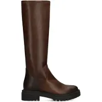 Manfield Bruine hoge leren laarzen | Maat 40