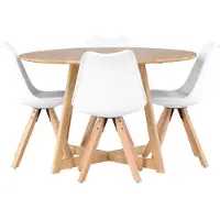 Ebuy24 Yakidon eethoek eettafel met uitschuifbare functie bruin 4 stoelen wit.