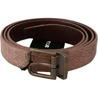 Dolce&Gabbana Mannen Beige Exotisch Huid Goud Gesp Leren Riem