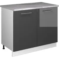 Vicco Wastafelkast Fame-Line Antraciet Hoogglans/Wit 100 cm, WB Marmer, Model 61904