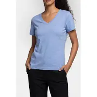Calvin Klein Archive Jersey V-neck Tee Hydrangea Maat: M | Tops Outlet | Dames | Blauw