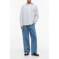 Tommy Hilfiger Oversized Stripe Oxford Providence Blue Maat: XXL | Casual Overhemden Outlet | Heren | Blauw