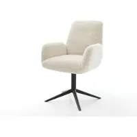 DELIFE Draaistoel Zoa-Flex pluchen crème-wit kruispoot zwart 360° draaibaar rocker-functie pocketveer kern