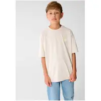 Shoeby T-shirt met backprint - beige Jongens Katoen Ronde hals Backprint - maat 158/164