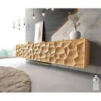 DELIFE Tv-meubel Solu 220 cm natuur eiken 2 deuren 4 laden zwevend 3D front