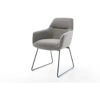 DELIFE Eetkamerstoel Pejo-Flex zachte stof met structuur grijs slipframe zwart pocketveer kern
