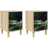 vidaXL Nachtkastje WIJHE 2 st Sonoma Eiken 36 x 33 x 50 cm