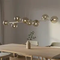 Emibig Hanglamp Rossi, dimbaar, crème / amber, Woon-/ Eetkamer, Glas, Modern, hanglamp