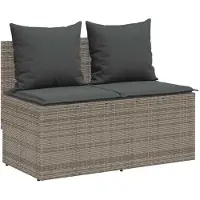 vidaXL 3-delige tuinset met kussens, grijs, polyrotan