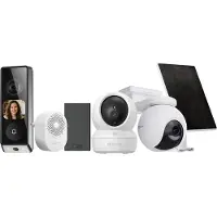 Ezviz EP8 Ultra Video Deurbel + HB8 Pro 4K Beveiligingscamera + H6c 4K Binnencamera - Beveiligings Voordeelbundel - Wit