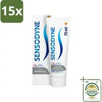 Sensodyne 15 x - Tandpasta - Gentle Whitening - Milde Reiniging - 75 ml - Grootverpakking - Gevoelige Tanden - Wittere Tanden - Milde Whitening - Tandpasta - Tandglazuur