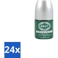 BRUT 24 x – Deodorant Roll-On – Original – Glas – 50 ml - Deodorant Voor Mannen - Zweetgeur Bestrijding - Fris Gevoel - Klassieke Geur - Roll-on Deodorant
