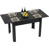 Puluomis Uitschuifbare Eettafel, Uitbreidbare Tafel 70x105-150cm, Opklapbare tafel met versterkte MDF-plaat, Tafel voor keuken/woonkamer, zwart