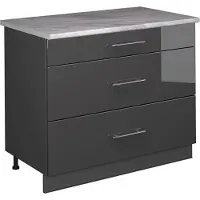 Vicco Keukenonderkast Fame-Line Antraciet Hoogglans/Antraciet 100 cm, WB Marmer, Model 62011