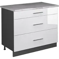 Vicco Keukenonderkast Fame-Line, Wit Hoogglans/Antraciet, 100 cm, WB Marmer