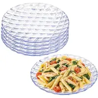 PlasticForte Onbreekbare Dinerborden Elite - 6x - kunststof - kristal stijl - transparant - Dia 25 cm - Camping - BBQ - Feestje