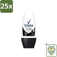 Rexona 25 x - Invisible Black & White - Deo Roller - Anti-transpirant - 50 ml - Grootverpakking - Deodorant - Anti-transpirant - Vlekkenvoorkomend - 48 Uur Bescherming - Roll-on Deodorant