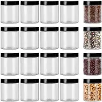 Famanu – Set van 20 plastic voorraadpotten, 120 ml, transparante containers met deksel, ideaal voor het opslaan van kruiden, ontbijtgranen en snoep