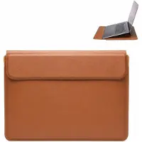 VHV Laptophoes 15.6 Inch - Laptoptas - Laptopsleeve - Waterafstotende -PU Sleeve met Polssteun en Magnetische Sluiting - Geel