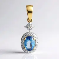 Cavill - 9 Karaat Geelgouden Hanger met Onverhitte Lila Ovale Tanzaniet 0,578 ct - Zirkonia Accenten - Elegant Exclusief Sieraad