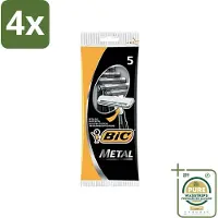 BIC - Scheermesjes - Metaal - Enkel Mesje - Wegwerpmesjes - 5 Scheermesjes - Voordeelverpakking - 4 stuks - Roestvrij staal - Enkel mesje