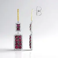 Cavill - 3,96ct Birmese Robijn & 1,58ct Zirkonia - 925 Sterling Zilver Palladium - Ronde Edelsteen Oorbellen - Elegant & Luxe