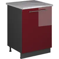 Vicco Keukenonderkast Fame-Line, Bordeauxrode hoogglans/Antraciet, 60 cm 1 deur met werkblad