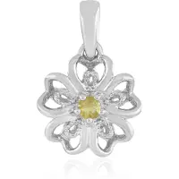Cavill - Zilveren Hanger met 0,132 ct Gele Saffier - 925 Sterling Zilver Platina Gecoat - Bloemvormig Design met Zirkonia - Luxe Sieraden Dames