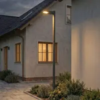 Arcchio LED buitenlamp Nefarius, 250 cm, donkergrijs, IP65 Nefarius, alu / grijs / zink, metaal, Modern