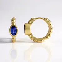 Cavill - Zilveren oorbellen met vergulde laag - 1,165 ct ovale Tanzaniet - 925 Sterling Zilver - Elegante blauwe edelsteen - Luxe dames sieraden