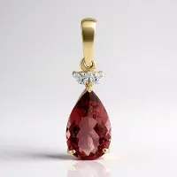 Cavill - Gouden hanger 9 karaat met rode apatiet 1,6 ct en zirkonen - Peervormig - Elegant feestelijk sieraad met Braziliaanse edelsteen