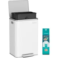Songmics - Prullenbak - Pedaalemmer - 50L - Met Uitneembare Kunststof Binnenemmer - Softclose Deksel