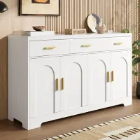 STILVORA Dressoir – Wit Sideboard Met 4 Bogen Deuren En 3 Lades – Modern Voor Woonkamer, Eetkamer En Hal – MDF – 140 x 40 x 83 Cm
