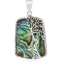 Cavill - Zilveren hanger 925 sterling zilver geoxideerd - Abalone schelp fancy slijpsel - Filigraan design met touwdetail - Dames sieraden elegant