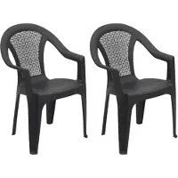 Gerimport tuinstoel Texel - 2x - antraciet - kunststof - 54 x 56 x 81 cm - bijzet stoelen