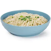 PlasticForte Rond bord/camping - diep bord/breed schaaltje - D19 x H5.5 cm - blauw - kunststof - soepborden - onbreekbaar servies