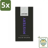Amando 5 x Mystery Eau de Toilette 50 ml - Grootverpakking - Mystery Eau De Toilette - Mannelijke Geur - Mysterieuze Geur - Kruidige Geur - Vanille Geur
