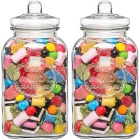 Alessandro luxe voorraadpot - 2x - snoeppot - glas - met deksel - 4.8 liter - koektrommel - snoepjes - 16 x 33 cm