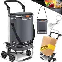 Kesser Boodschappentrolley met trapklimmer - opvouwbaar, 56 L met koelvak, tot 50 kg - Antraciet