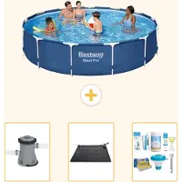 Bestway Steel Pro, ronde opblaasbare zwembad - 396x84 cm - 4-delig - Model S22757