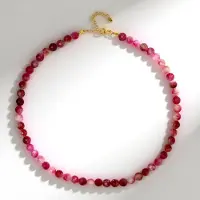 Cavill - Zilveren Halsketting - 925 Sterling Zilver Verguld - Rode Kwarts Kralen 153 ct - Verstelbare Luxe Ketting 45-50 cm - Braziliaanse Edelsteen