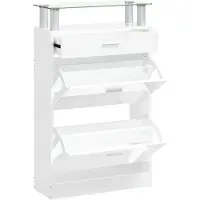 vidaXL Schoenenkast 63x24x104 cm bewerkt hout hoogglans wit