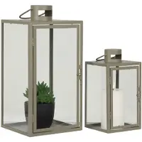 Nest of Nora Lantaarns set van 2 - Metaal en glas - Groen