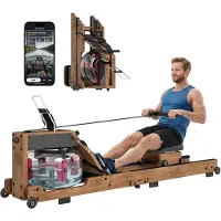 SPORTNOW Roeimachine - Rubberhout - 182 x 42 x 67 cm - Eikenhout