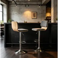 STILVORA Barkruk Set Van 2 59 Tot 80 Cm 360 Graden Draaibaar Hoogteverstelbaar Met Rugleuning En Voetsteun Voor Keuken Eiland En Bar Stof Grijs